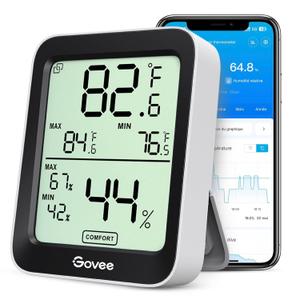 Govee Thermometer Hygrometer Indoor Small Monitor Mini Digital High Precision Sensor Humidity Temperature LCD Bluetooth Data Storage Home Bedroom Fridge Cellar Garage Greenhouse