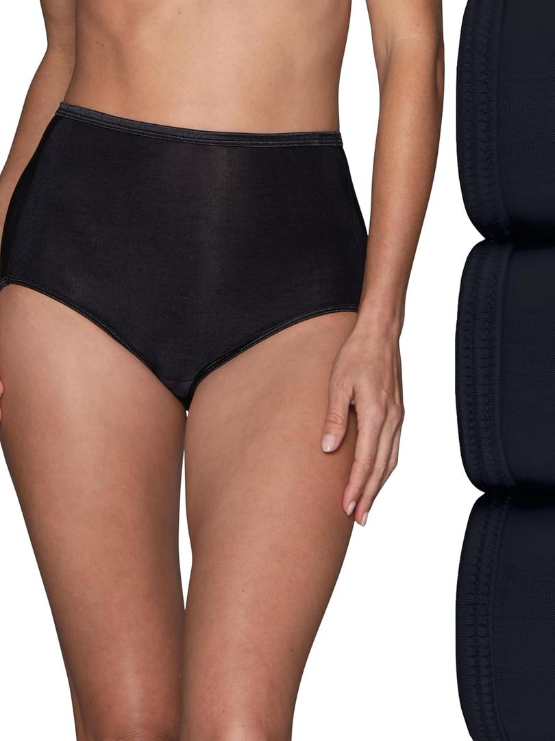 Vanity Fair Women's Illumination Brief Panties (Regular & Plus Size), 3 Pack - Midnight Black, 7