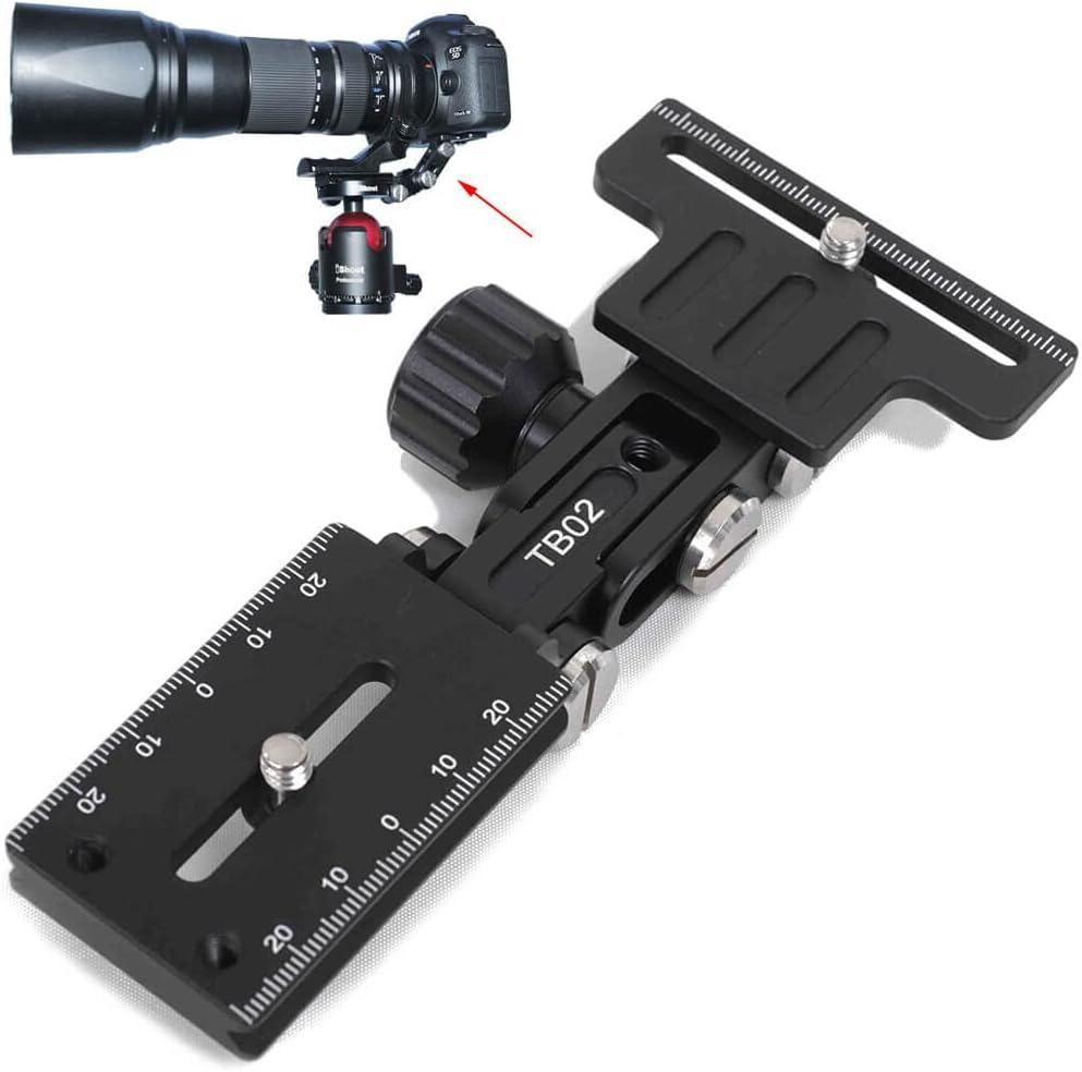 iShoot Metal Retractable Camera & Telephoto Zoom Lens Bracket Holder, Foldable Long Focus Lens Support Stand Bayonet Protector with Quick Release Plate Compatible with Arca-Swiss Fit Tripod Head Clamp