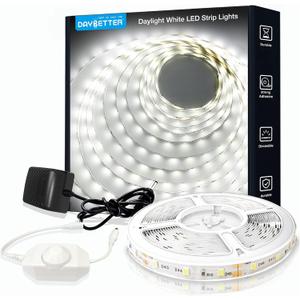 DAYBETTER White LED Strip Light, 20 ft Dimmable Bright Rope Lighting, 6500K 24V Strips, 360 LEDs 2835 Tape Lights for Bedroom, Kitchen, Mirror, Home Decoration(1 Roll)