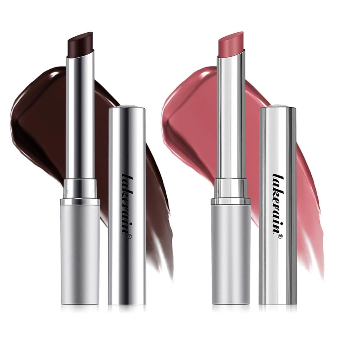 2PCS Honey Lipstick Tinted Lip Balm - Sheer Hydrating Lipstick for All Skin Tones - Moisturizing Lip Color, Nourishing Lip Balm with a Hint of Natural Black Cherry Tint (Black & Pink)