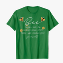 Women Cute Bee Graphic Tee Shirts Short Sleeve Inspirational Funny Letter Print Summer Loose Tee Tops (L)