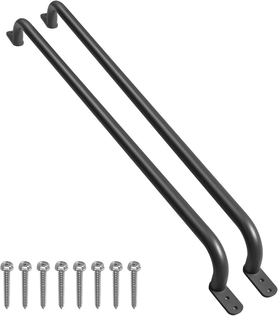 37'' Black Long Playground Ladder Handle (1 Pair) - Metal Long Grab Handle, Swing Set Grab Bars, Playset Kids Hand Grips, Hand Rail for Treehouse, Jungle Gym, Rock Climbing Wall