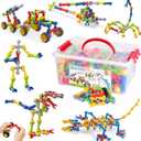 170 Pcs STEM Building Toys for Kids Ages 4-8, Building Blocks Educational Construction Engineering Building Kit for Ages 3 4 5 6 7 8 9 Year Old Creative Kids Games, Christmas Birthday Gifts Boys Girls