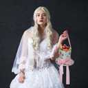 Dansydaisy Wonderland Costume Accessories Hat Trick or Treat Bag Halloween Movie Wonderland Pink and Blue Cute Standard Portable with Handle for Halloween Gifts Party Favors Supplies