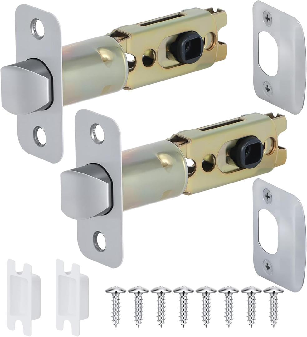 Brushed Nickel 2 Pack Door Lock Parts, Adjustable Door Latch Replacement, Silver Door Lock Replacement Parts, Door Deadlatch Mechanism