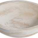 Hand Carved Wooden Decorative Bowl for Home Entryway Decor, Wood Centerpiece Bowl for Coffee Table Decor, Wood Dough Bowl for Farmhouse Decor (Whitewashed)