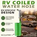 RV Exterior Shower Hose With Sprayer, 15FT Coiled Water Hose with 1/2" Quick Connect Adapter, UV Resistant Optional Flexible Quick Connect Sprayer for RV Outdoor Shower Garden Use 3/4" Fitting