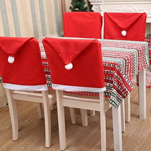 Christmas Chair Covers Set of 6, Red Hat Dining Chair Slipcovers, Non-woven Santa Chair Covers for Dining Chairs, Santa Claus Dcor Christmas Decorations Clearance, Christmas Decorations Indoor