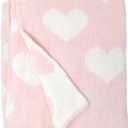 Living Textiles Pink Hearts Chenille Soft Baby Blanket Reversible Premium Cozy Fabric for Best Comfort - for Infant,Toddler,Newborn,Nursery,Girl,Throw,Crib,Stroller,Gift, Pink Hearts 40x30