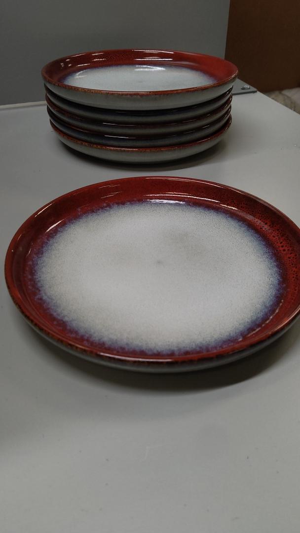 KINGSTONE Dinnerware Set for 4, Red Reactive Glaze Plates and Bowls Sets12-Piece Stoneware Dish Set, Handmade Ceramic Dinner Plate, Scratch Resistant, Microwave, Dishwasher & Oven Safe, Stackable