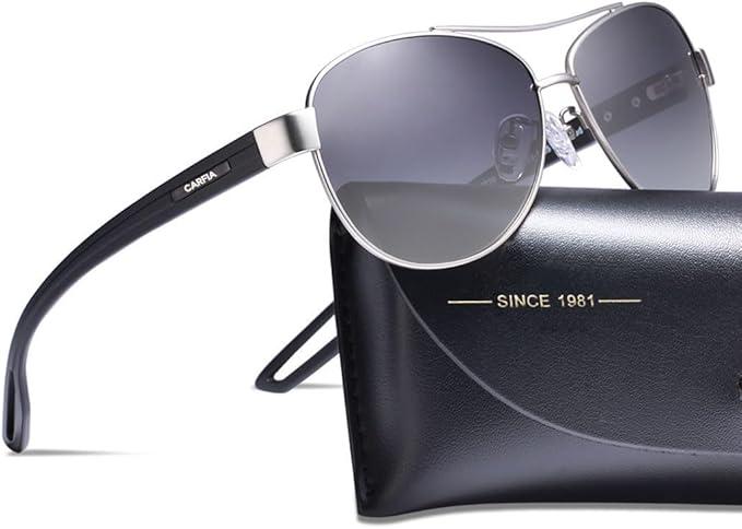 CARFIA Polarized Sunglasses for Women UV Protection Ultra-Lightweight Comfort Metal Frame Driving Glasses CA3210, 3. Grey Gradient Lens Matte Metal Frame