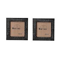 Bcaur 4x4 inch Love Home Wood Picture Frames with HD Glass，Stand for Tabletop Display，Set for 2,E23028