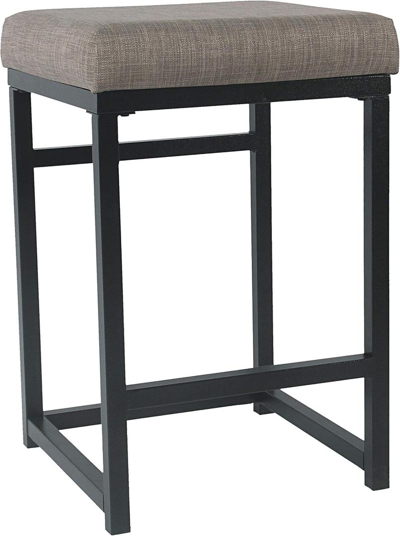 Homepop Home Decor | Modern 24-Inch Counter Stool | Backless Metal Frame Bar Stools Counter Height | Decorative Home Furniture, Brown, K7651.24-F1552