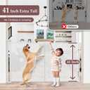 Reinforced 41 Inch Extra Tall Pet Gate 55 Inch Wide Retractable Baby Gates with Support Rods Prevents Crawling Under, Outdoor Tall Baby Gates for Dogs Indoor Dog Gates for Doorways, White