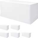 Nasitos White Fitted Table Covers for 6 Foot Tables - 72 x 30 Inch - 6 Pack Stretch Spandex Rectangle Table Clothes, Polyester Fabric Tablecloths for Parties, Trade Show, Craft Show, Birthday