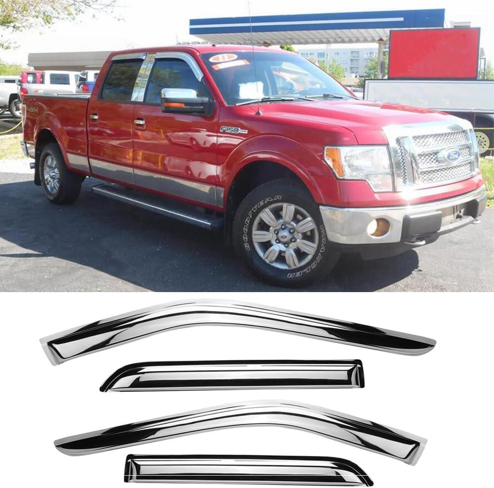 Chrome Window Visors for 2015-2025 Ford F150 Supercrew cab 94975Y
