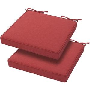 Magpie Fabrics Indoor Outdoor Waterproof Square Chair Cushion, 18" x 18" x 2.5", 2 Pack, Water Resistant Seat Cushions, for Patio Garden Office, Dark Red
