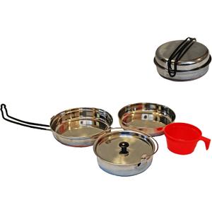 Stainless Steel Mess Kit - Steel Camping Cookware with Carrying Bag (Made by Caddis Sports)