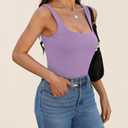 KEEPBEAUTY Womens Tank Tops Dressy Summer Sleeveless Shirts Sexy Square Neck Double Lined Fitted Tops T Shirts Blouses Purple L