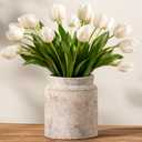 Ceramic Flower Vase 7.5 inch Farmhouse Rustic Vase for Home Decor Handcrafted Pottery Terracotta Vases for Dining Table Decor Fireplace Living Room Bathroom Wedding Centerpiece (M-Terracotta)