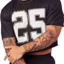 Milumia Men's Number Graphic Jersey Shirt Crop Tops Short Sleeve Loose T Shirts Streetwear (Black, S)