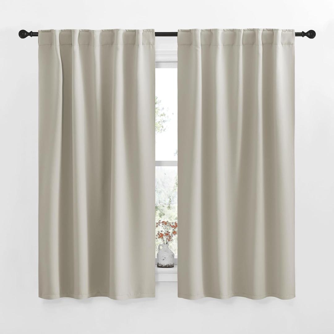 NICETOWN Blackout Curtains Window Drapes - (Natural Color) 42 inches W by 50 inches L, Set of 2, Blackout Curtain Panels for Boy's Nursery