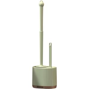 2 in 1 Toilet Bowl Brush Plunger Set,Toilet Brush and Holder Set Toilet Bowl Brush with Tweezers Long Handle,Ventilation Slots Base,Toilet Cleaner Brush for Bathroom Deep Cleaning