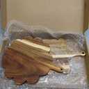 3 Pcs Acacia Wood Scalloped Cutting Boards with Handle Set, Decorative Cutting Boards Wooden Charcuterie Board for Kitchen Cheese Meat Fruit Bread Baking Chopping Blocks