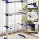 Bigzzia Clothes Drying Rack, 67.7 Inch Laundry Drying Rack with Foldable Base, 4 Tier Stainless Steel Drying Rack Clothing, Movable Laundry Rack for Indoor Outdoor-Blue