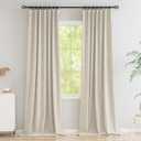 Novecozy 100% Blackout Curtains 96 Inches Length Long,Faux Linen Thermal Insulated Curtains Drapes for Bedroom/Living Room,Rod Pocket/Back Tab/Hook Belt/Ring Clips (2 Panels,W50 x L96,Light Beige)