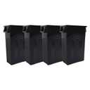 United Solutions Highboy Waste Container, 23 Gallon, Space Saving Slim Profile and Easy Trash Bag Removal, Indoor or Outdoor Use, Integrated Handles for Easy Carrying, 4-Pack, Black.
