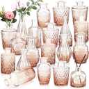 20 Pcs Glass Bud Vase Set Small Vintage Flower Vase in Bulk for Centerpieces Rustic Decorative Glass for Wedding Table Home Christmas Decoration (Pink Orange)
