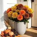 24 Bundles Artificial Fall Mums, UV Resistant, Orange
Faux chrysanthemum flowers for outdoor planters, front porches, gardens, window boxes, and Thanksgiving decor
