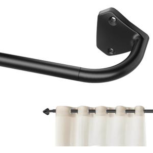 GXOACKJ Black Wrap Around Curtain Rods for Windows 28 to 48 inch, 5/8 inch Industrial Telescoping Blackout Curtain Rods for Bedroom & Outdoor