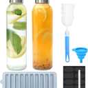 Brajttt Glass Juice Bottle with Lids,16oz Juicing Bottles Reusable, Clear Glass Water Bottles 16 oz with Stainless Steel Airtight Cap, Juice Beverage Container, Leak Proof Set of 2