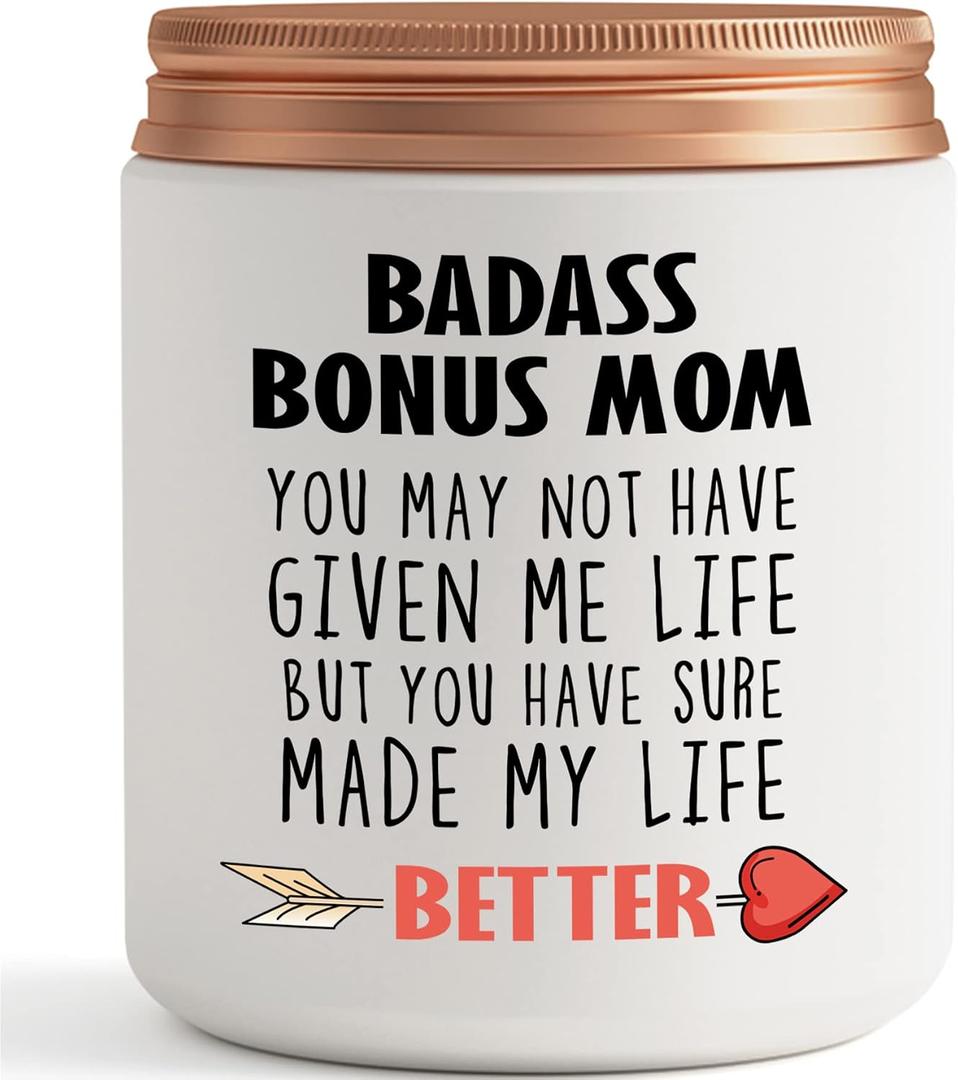 Bonus Mom Gifts- Mother in Law, Stepmom irthday Christmas Mothers Day Gifts- Funny Best Candle Gift Ideas for Adopted Mom from Daughter Son
