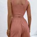 Verdusa Women's 2 Piece Summer Outfits Crop Tank Top and Shorts Going Out Clothing Sets Dusty Pink X-Small (Pink, XS)