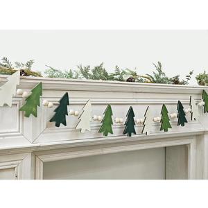Garland Christmas Decorations Indoor Outdoor: 6.5ft Farmhouse Xmas Tree Wooden Beads Christmas Decor, Cute Rustic Pine Hanging Ornaments Banner for Mantel Fireplace Home Room Wall Window Door Kid Gift