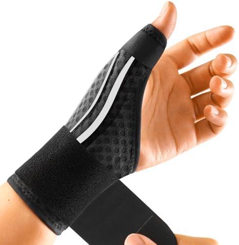 FREETOO Stable Thumb Brace for Arthritis Pain and Support, Thumb Spica Splint Right Hand Left Hand for Trigger Thumb, Wrist Brace with Thumb Support for Tendonitis,Sprain,carpal tunnel,White Right L
