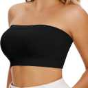 JOYSHAPER Strapless Bras for Women Wireless Bandeau Bra Push Up Bra Anti-Slip Strapless Tube Top Padded Bralette (Medium, 1#black)