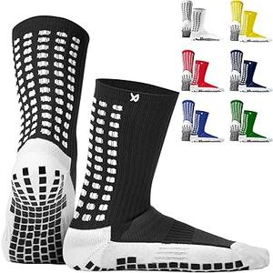 Lux Dual Grip Socks - Soccer Grip Socks for Men and Women. GripArray Performance & Comfort (Large, Black)