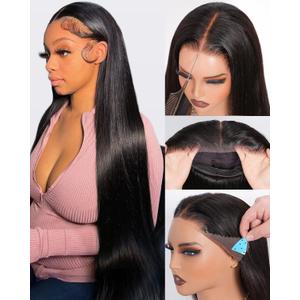 Ebarly 13x6 HD Lace Front Wigs Human Hair Pre Plucked Pre Bleached Small Knots 200 Density Straight Glueless Wigs Human Hair Pre Cut Upgraded Ear to Ear Invisible Drawstring Wig with Tapes 26 Inch