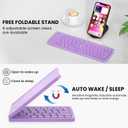 Mini Foldable Bluetooth Keyboard - Portable Wireless Full Size Keyboard (Sync Up to 3 Devices), Ultra-Slim Aluminum Travel Folding Keyboards for iPhone iPad Mac Android Windows iOS (Purple)