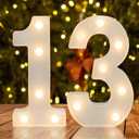 Warm White LED Light Up Number 13, 13th Birthday Decor for Girls & Boys,Table Centerpieces & Backdrop Wall Dcor,Lighted Marquee Sign for 13th Wedding Anniversary,Birthday Gift for Her Him