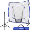 VIVOHOME Baseball Softball Batting Net - 7x7 Ft Baseball Backstop, Softball Practice Net for Hitting, Pitching, Throwing with Batting Tee and Carry Bag