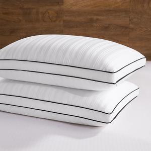 downluxe Goose Down Feather Pillow - Luxury Gusseted Bed Pillows for Sleeping - Premium Cooling Bamboo Shell, Down Pillow Queen Size Set of 2, 18"x26"x2"