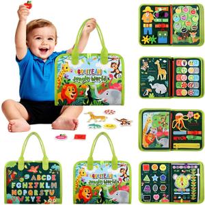 GOLIYEAN Toddler Busy Board - Montessori Toys for Toddler Boy Girl Birthday Gifts, Educational Learning Sensory Busy Book for Toddlers, Quiet Activity Books for Toddlers, Travel Toys for Airplane Car