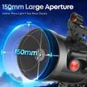 MEEZAA Telescope, 150EQ Newtonian Reflector Telescope for Adults Astronomy Beginners, Professional Astronomical Telescopes with Equatorial Mount, Phone Adapter, Tripod, Moon Filter and Large Carry Bag