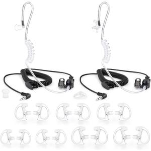 Zeadio 3.5mm Receiver/Listen ONLY Surveillance Headset Earpiece with Acoustic Tube and Earmold Earpiece for Smartphone, Two-Way Radios, Transceivers and Radio Speaker Mics Jacks (Pack of 2)